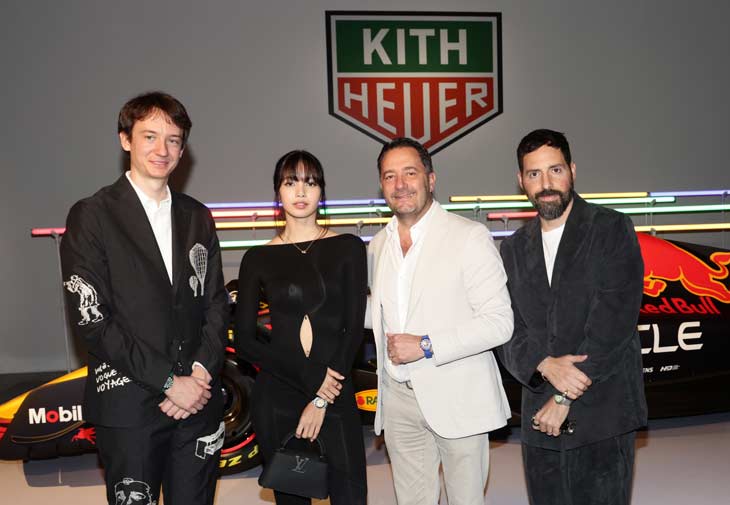 LVMH鐘錶部門執行長Frédéric Arnault、Lisa、TAG Heuer全球執行長Julien Tornare、與KITH創辦人Ronnie Fieg