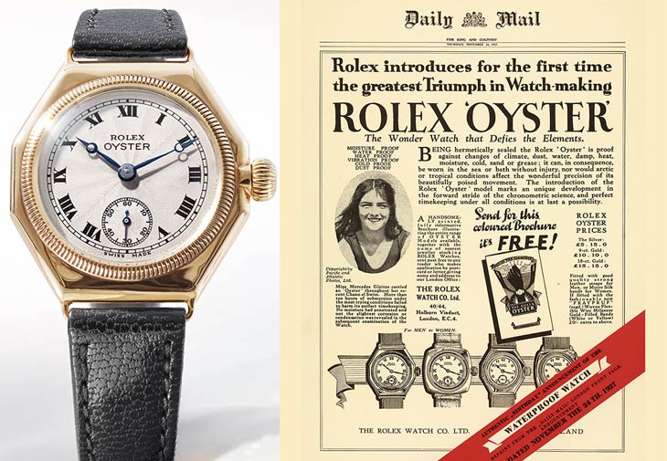 1926年誕生的勞力士首款蠔式腕錶