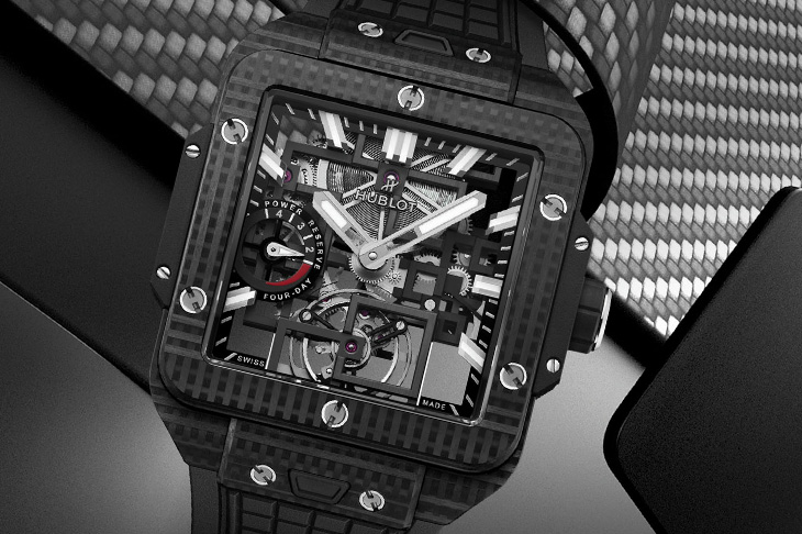 3D碳纖維融合幾何美學 宇舶Square Bang陀飛輪四日動力儲存腕錶