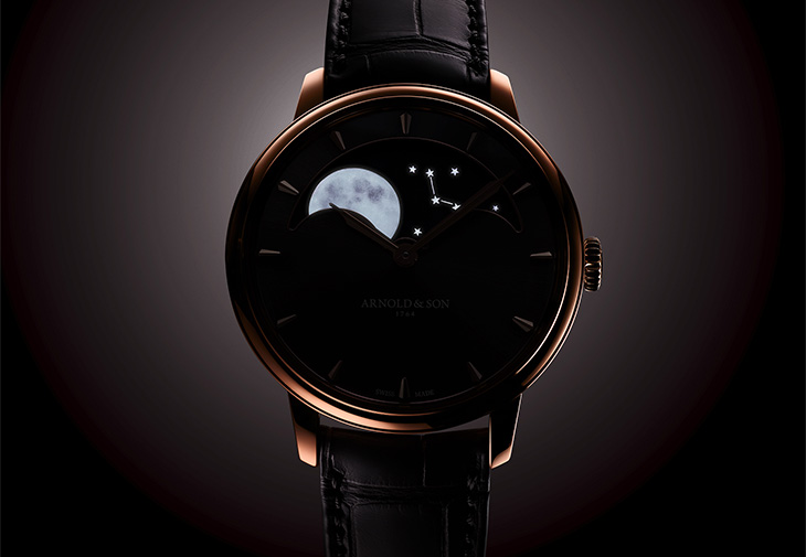 Arnold & Son亞諾錶Perpetual Moon 38 Red Gold腕錶懸崖灰色太陽紋款