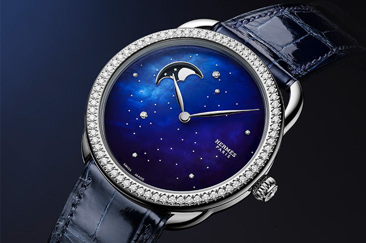 星光環繞璀璨宇宙 愛馬仕Arceau Petite Lune ciel étoilé小月相腕錶