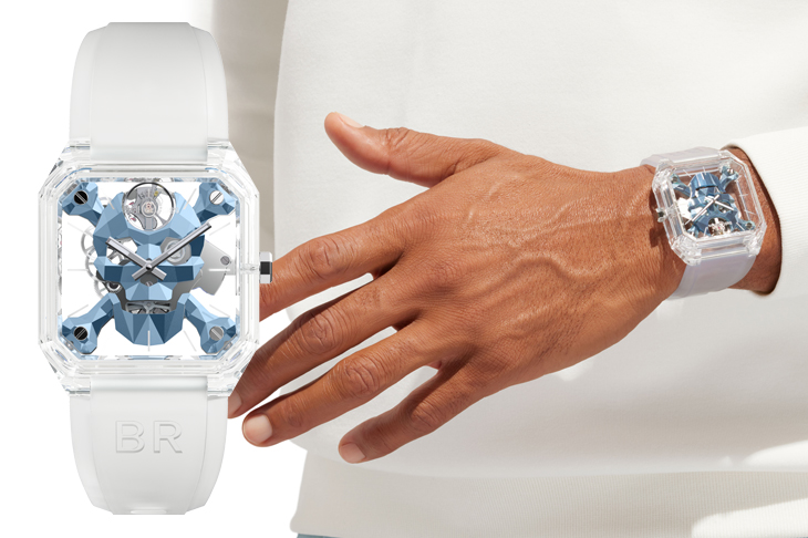 BELL & ROSS Skull Sapphire Ice Blue