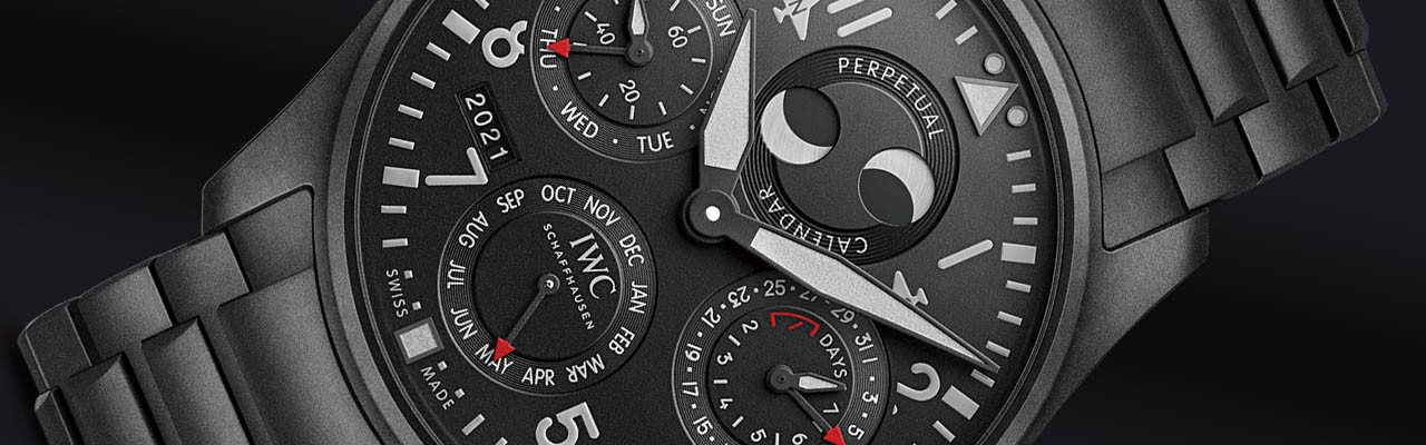 IWC大型飛行員系列Top Gun海軍空戰部隊瓷化鈦金屬萬年曆腕錶