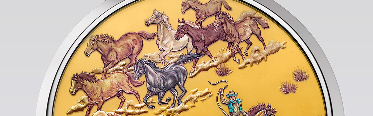 HERMÈS愛馬仕SLIM D’HERMÈS POCKET Les Mustangs 工藝懷錶