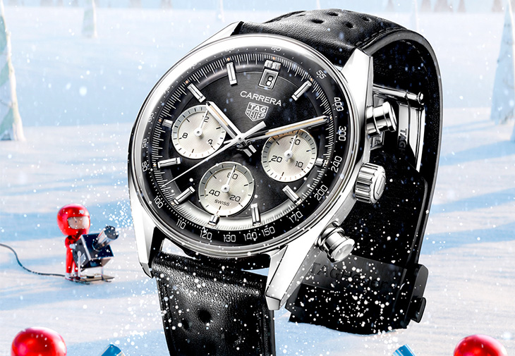 泰格豪雅TAG HEUER Carrera Glassbox拱形計時腕錶黑銀面款