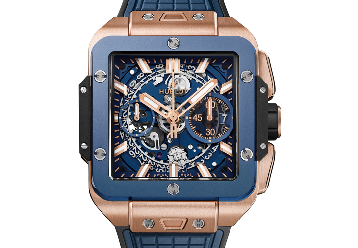 HUBLOT宇舶Square Bang Unico皇金藍色陶瓷腕錶