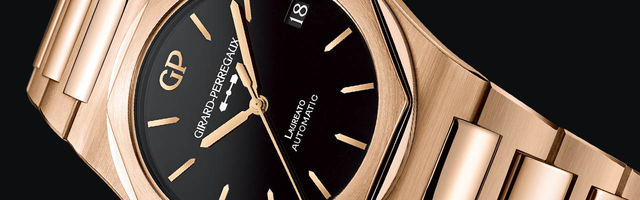 芝柏表桂冠系列玫瑰金縞瑪瑙腕錶