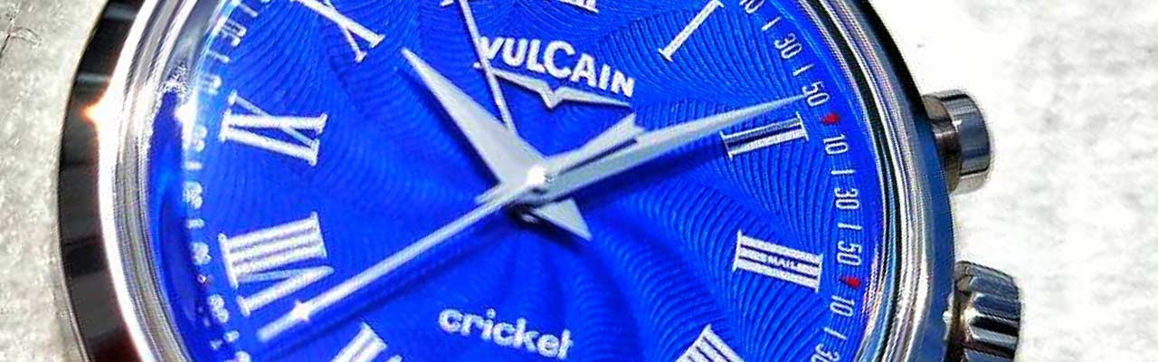 窩路堅VULCAIN總統系列藍色大明火琺瑯鬧鈴腕錶