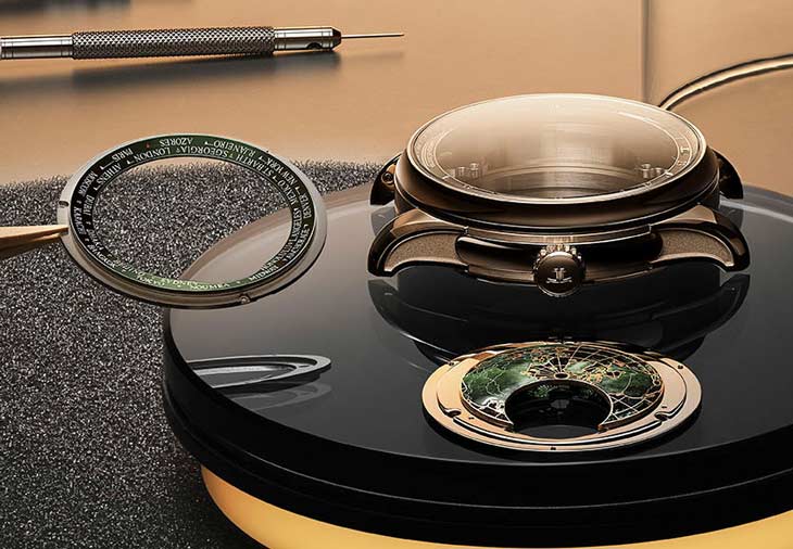 JAEGER-LECOULTRE積家Master Grande Tradition超卓傳統大師系列948型機芯世界時間腕錶綠色琺瑯面盤款