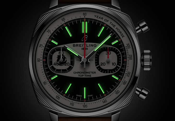 BREITLING百年靈Top Time B01 Shadow Rider夜影黑駒馬年限量版計時腕錶