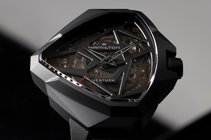科幻風不對稱美學／漢米爾頓Ventura Edge鏤空腕錶