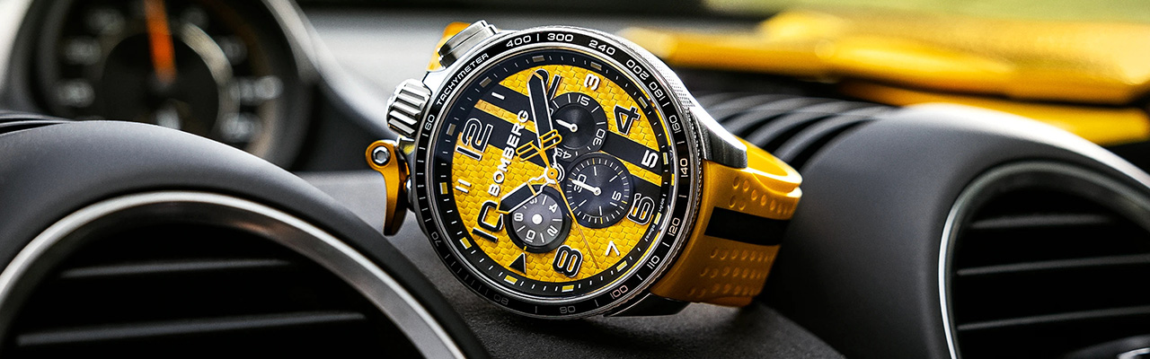 BOMBERG炸彈錶Bolt-68閃電黃賽車計時碼錶