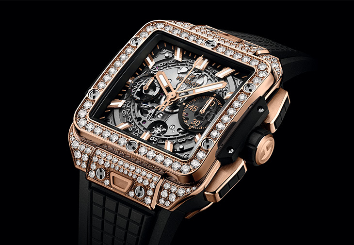 宇舶HUBLOT Square Bang Unico計時碼錶皇金滿鑽款