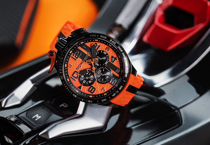 BOMBERG炸彈錶Bolt-68烈焰橘賽車計時碼錶