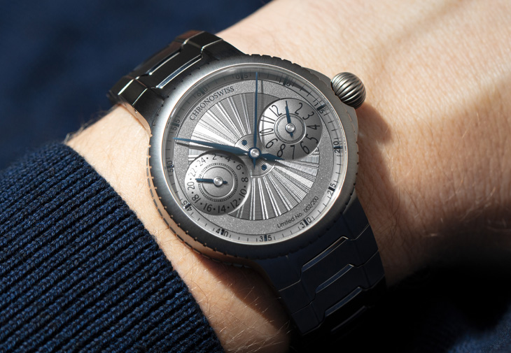 CHRONOSWISS瑞寶錶Pulse GMT Silver Guilloché腕錶