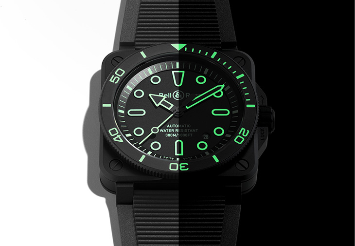 BELL & ROSS柏萊士BR-03 diver Lum Outline夜光腕錶