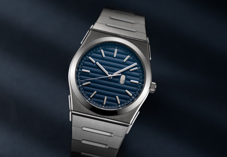 LOUIS ERARD 2340鈦鋼一體式鍊帶腕錶