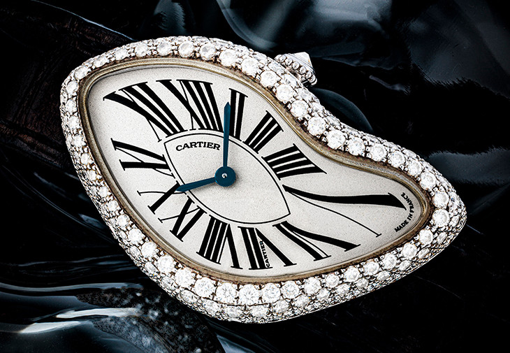 卡地亞18K白金鑲鑽石不對稱腕錶