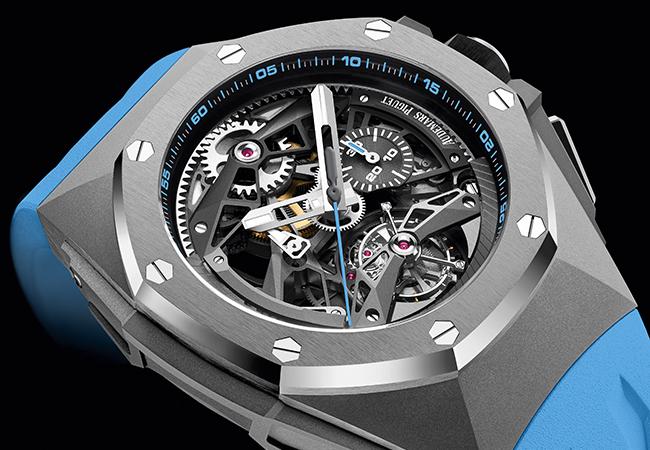 科技感的雙重複雜功能  愛彼皇家橡樹鏤空陀飛輪計時碼錶