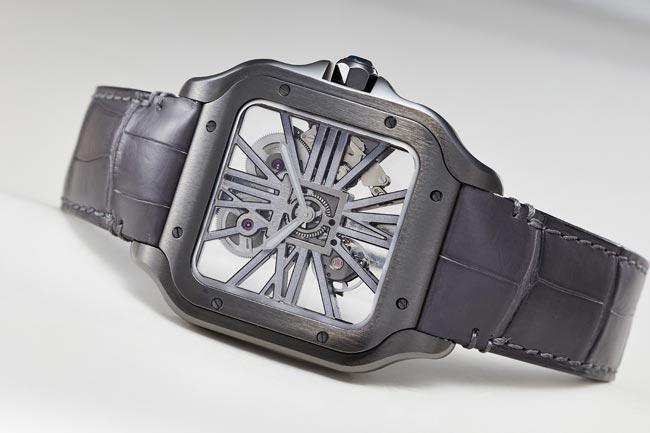 夜間飛行  卡地亞Santos Squelette Noctambule鏤空腕錶