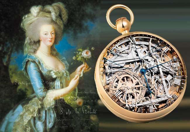 法王路易十六之妻瑪麗安東尼皇后的畫像與復刻的寶璣1160瑪麗安東尼懷錶。