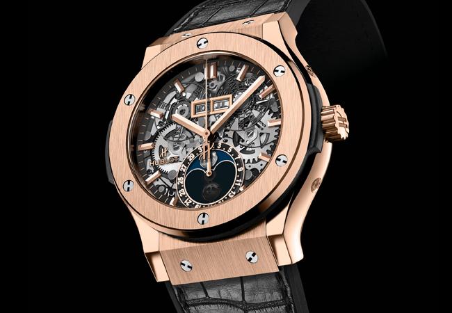 宇舶經典融合系列月相鏤空腕錶皇金款