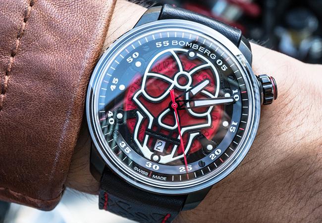 炸彈錶BB-01 紅色火焰骷髏自動大三針