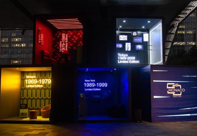 泰格豪雅Monaco限量典藏腕錶的發表會以五個「時間盒」為概念