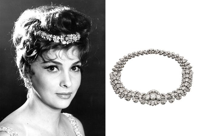 義大利知名女星Gina Lollobrigida於1964年電影 “Woman of straw”中配戴BVLGARI Heritage典藏系列鉑金鑲鑽項鍊