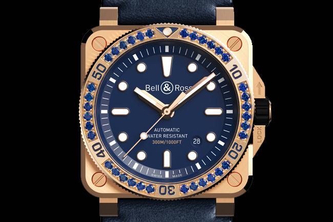 錫青銅加藍寶  BELL & ROSS BR03-92 Diver Blue Bronze Sapphire Bezel