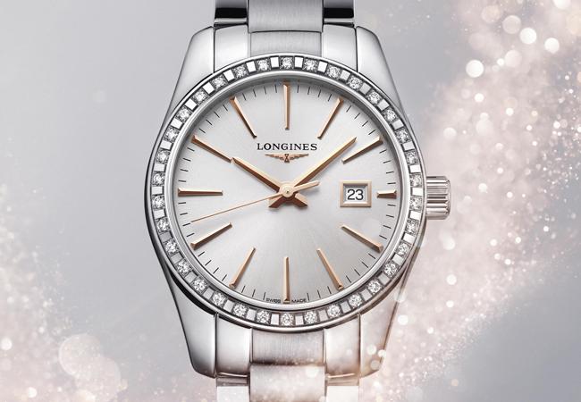 浪琴表征服者經典系列女仕腕錶