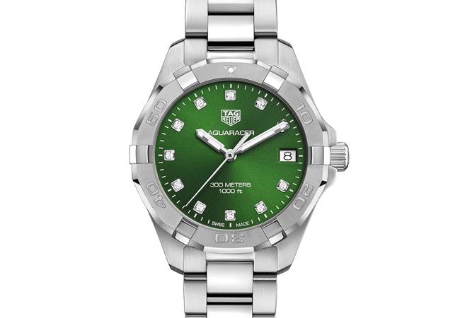 泰格豪雅 Aquaracer綠色錶面女士腕錶