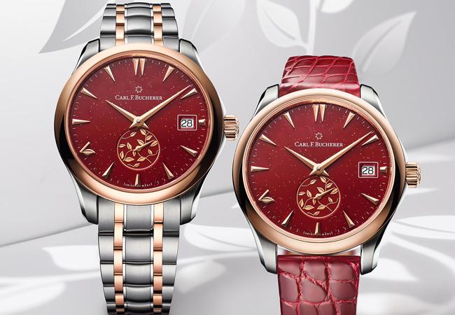 寶齊萊馬利龍自動日曆Love腕錶18K玫瑰金與不鏽鋼錶殼紅面款