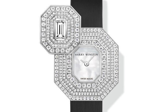 海瑞溫斯頓Emerald Signature白金鑲鑽腕錶