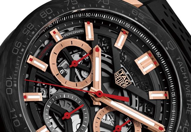 泰格豪雅Carrera Heuer 02鍛造碳流沙玫瑰金計時碼錶