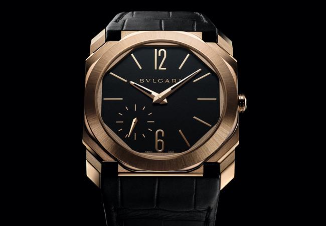 寶格麗Octo Finissimo Automatic 玫瑰金緞面拋光鱷魚皮錶帶超薄自動腕錶