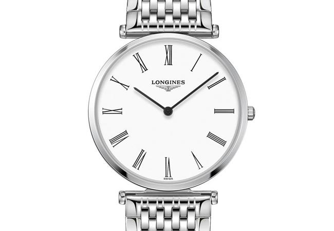 浪琴表La Grande Classic de Longines嘉嵐系列白面羅馬數字時標男士腕錶
