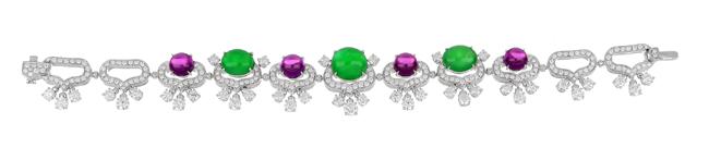 寶格麗頂級翡翠、紫石榴石與鑽石手鍊