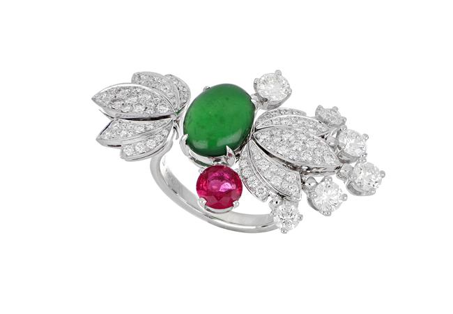 寶格麗頂級翡翠、紅碧璽與鑽石戒指