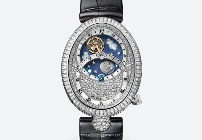 寶璣REINE DE NAPLES 8999日月星辰滿天星白K金鑽錶