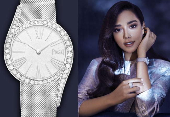 Balqees Fathi配戴PIAGET Limelight Gala系列18K白金鑲鑽自動上鍊珠寶腕錶