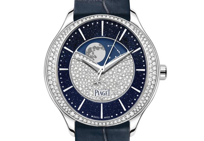 伯爵表PIAGET Limelight Stella系列月相顯示18K白金鑲鑽自動上鍊腕錶
