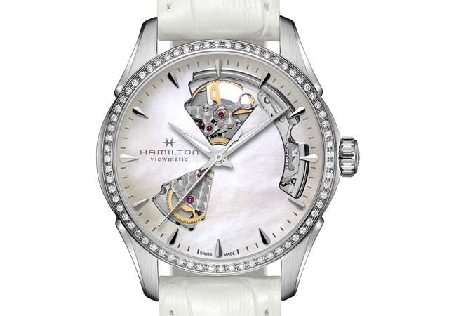 漢米爾頓HAMILTON Jazzmaster Open Heart開心系列36毫米腕錶白面鍊帶款