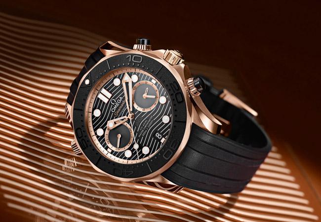 歐米茄OMEGA海馬Seamaster潛水300米Sedna金計時碼錶Chronograph 18K Sedna金 玫瑰金