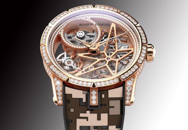 羅杰杜彼ROGER DUBUIS Excalibur Automatic Skeleton鏤空自動上鍊鑲鑽腕錶
