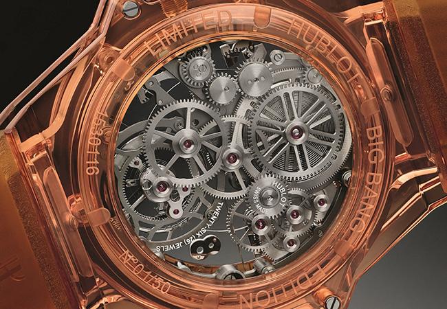 宇舶HUBLOT冰橙藍寶石陀飛輪腕錶，型號：419.JO.0120.RT