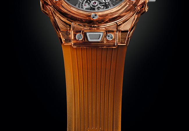 宇舶HUBLOT冰橙藍寶石陀飛輪腕錶，型號：419.JO.0120.RT