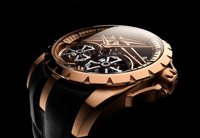ROGER DUBUIS羅杰杜彼Excalibur鏤空飛行陀飛輪腕錶，型號：DBEX0920