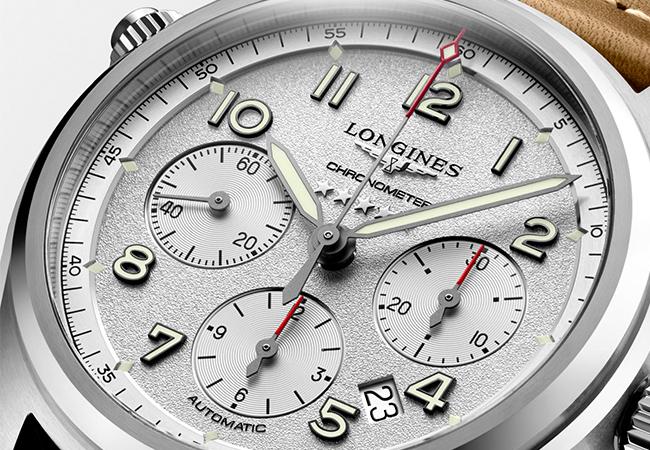 Longines浪琴表Spirit 先行者系列磨砂霧銀面盤計時碼錶，型號：L3.820.4.73.2