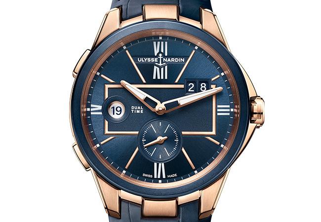 雅典錶Ulysse Nardin雙時區腕錶玫瑰金款，型號：242-20/43
